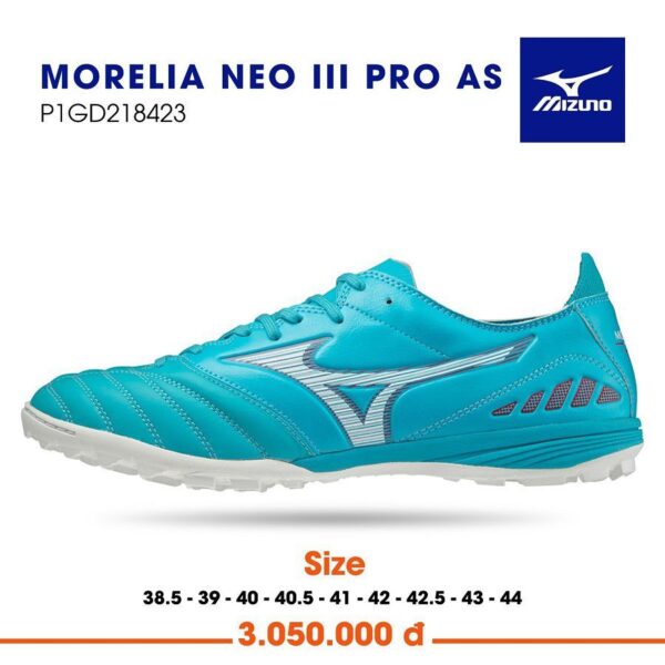 Giày đá bóng Mizuno Morelia Neo III Pro TF Xanh ngọc - P1GD218423