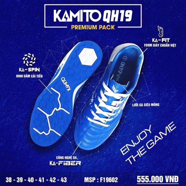 [Nhập mã TGBĐS10] Giày Đá Bóng Kamito Qh19 Premium Tf Màu Xanh Biển