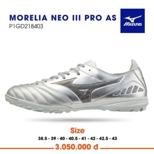 Giày đá bóng Mizuno Morelia Neo III Pro TF Bạc - P1GD218403