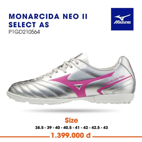 Giày đá bóng Mizuno Monacirda Neo II Select TF Bạc/Hồng